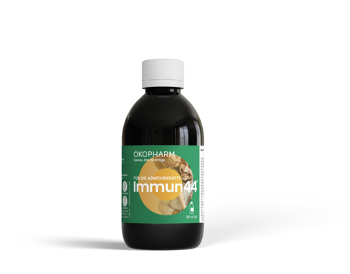 Sie sehen eine Packung Ökopharm® Wirkkombination für die Abwehrkräfte Immun44® Saft 300mL, Produktbild: 02 Ökopharm® Wirkkombination für die Abwehrkräfte Immun44® Saft 300mL, A-Nr.: 3245185 - 02