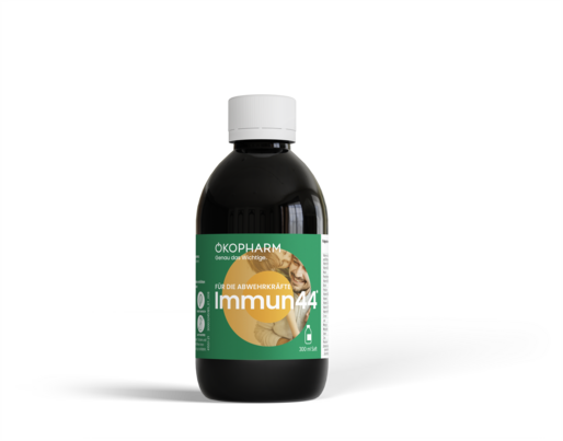 Sie sehen eine Packung Ökopharm® Wirkkombination für die Abwehrkräfte Immun44® Saft 300mL, Produktbild: 02 Ökopharm® Wirkkombination für die Abwehrkräfte Immun44® Saft 300mL, A-Nr.: 3245185 - 02