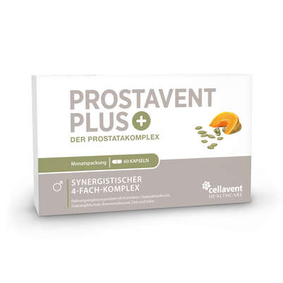 Sie sehen eine Packung Prostata Kapseln – Pflanzenkomplex aus Kürbiskern, Sägepalme, Brennnessel und Granatapfel – 60 Stück, Produktbild: 01 Prostata Kapseln – Pflanzenkomplex aus Kürbiskern, Sägepalme, Brennnessel und Granatapfel – 60 Stück, A-Nr.: 5895823 - 01