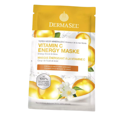Sie sehen eine Packung DermaSel® Totes Meer Mineralien Vitamin C Energy Maske, Produktbild: 01 DermaSel® Totes Meer Mineralien Vitamin C Energy Maske, A-Nr.: 5463265 - 01