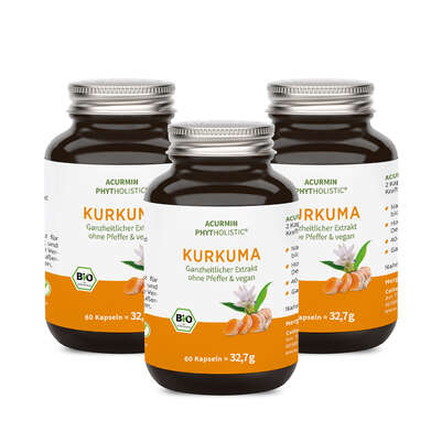 Sie sehen eine Packung Bio Kurkuma Kapseln – 40-fache Bioverfügbarkeit ohne Pfeffer – 100% natürliches Vollspektrum Kurkuma, Produktbild: 01 Bio Kurkuma Kapseln – 40-fache Bioverfügbarkeit ohne Pfeffer – 100% natürliches Vollspektrum Kurkuma, A-Nr.: 5614178 - 01