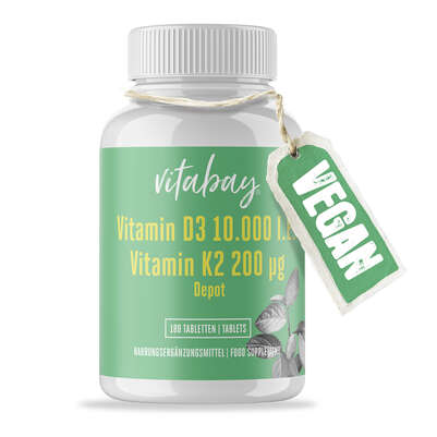 Vitabay Vitamin D3 Depot 10.000 I.E. + Vitamin K2 200 mcg Tabletten, A-Nr.: 5878500 - 02
