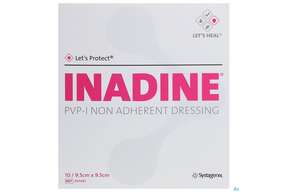 Inadine Pvp-jod Verband Antiseptisch P01491c 9,5x 9,5cm 10st, A-Nr.: 1861187 - 01