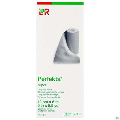 Sie sehen eine Packung Elastische Binden Perfekta Langzug Super 5mx 12cm Ep 1st, Produktbild: 01 Elastische Binden Perfekta Langzug Super 5mx 12cm Ep 1st, A-Nr.: 4591529 - 01