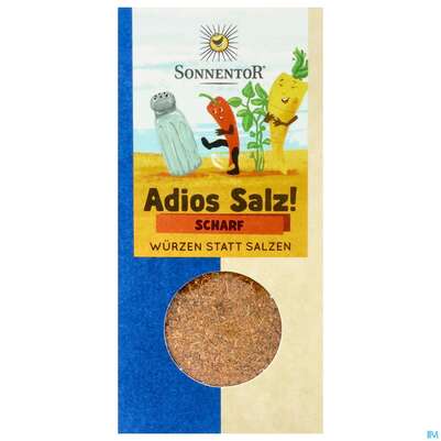 Sie sehen eine Packung Sonnentor Adios Salz Gemuesewuerze Scharf 00824 50g, Produktbild: 01 Sonnentor Adios Salz Gemuesewuerze Scharf 00824 50g, A-Nr.: 4367660 - 01