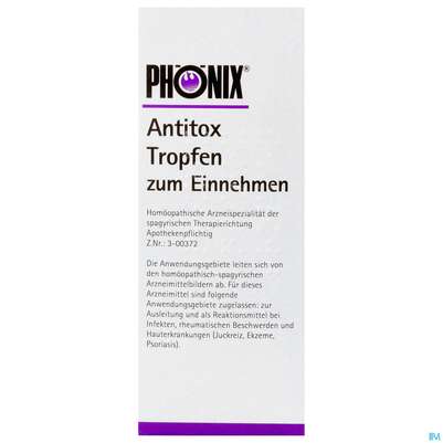 Sie sehen eine Packung Phoenix Tropfen Antitox 100ml, Produktbild: 01 Phoenix Tropfen Antitox 100ml, A-Nr.: 2373751 - 01