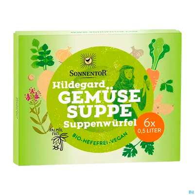 Sie sehen eine Packung Sonnentor Bio Gemuese Suppen-wuerfel 10g 01403 6st, Produktbild: 01 Sonnentor Bio Gemuese Suppen-wuerfel 10g 01403 6st, A-Nr.: 4389667 - 01