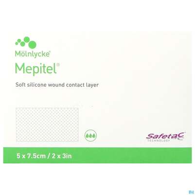 Sie sehen eine Packung Netzauflagen Mepitel Silikon Steril 5x7,5cm 10st, Produktbild: 02 Netzauflagen Mepitel Silikon Steril 5x7,5cm 10st, A-Nr.: 1519514 - 02