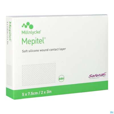 Sie sehen eine Packung Netzauflagen Mepitel Silikon Steril 5x7,5cm 10st, Produktbild: 04 Netzauflagen Mepitel Silikon Steril 5x7,5cm 10st, A-Nr.: 1519514 - 04