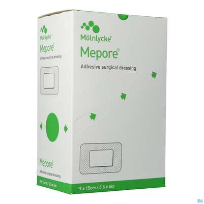 Sie sehen eine Packung Wundverband Mepore Steril 9x 15cm 50st, Produktbild: 02 Wundverband Mepore Steril 9x 15cm 50st, A-Nr.: 1652182 - 02