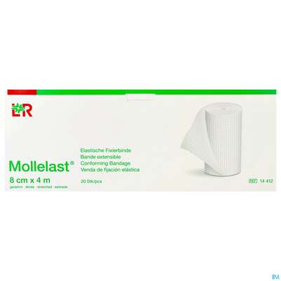 Sie sehen eine Packung Mullbinden Mollelast Cello 4mx 8cm 20st, Produktbild: 01 Mullbinden Mollelast Cello 4mx 8cm 20st, A-Nr.: 3274844 - 01