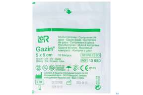 Mullkompressen Gazin Baumw.17faedig Steril 16fach 5x 5cm 10st, A-Nr.: 2570109 - 01