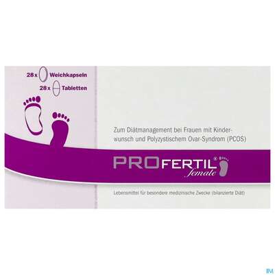 Sie sehen eine Packung Profertil Female Monatspackung 28 Tabl/28 Weichkps 56st, Produktbild: 01 Profertil Female Monatspackung 28 Tabl/28 Weichkps 56st, A-Nr.: 3853507 - 01