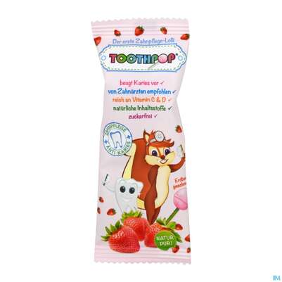 Sie sehen eine Packung Toothpop Lolli Erdbeere 1st, Produktbild: 01 Toothpop Lolli Erdbeere 1st, A-Nr.: 4577937 - 01