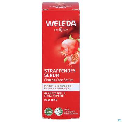 Sie sehen eine Packung Weleda Granatapfel/+maca Peptide Straffendes Serum 30ml, Produktbild: 01 Weleda Granatapfel/+maca Peptide Straffendes Serum 30ml, A-Nr.: 5652664 - 01