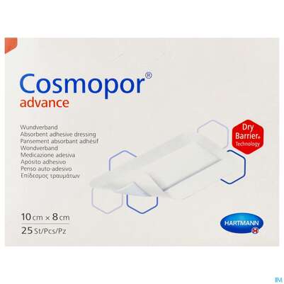 Sie sehen eine Packung Wundverband Cosmopor/advance 10x 8cm 25st, Produktbild: 02 Wundverband Cosmopor/advance 10x 8cm 25st, A-Nr.: 3796784 - 02
