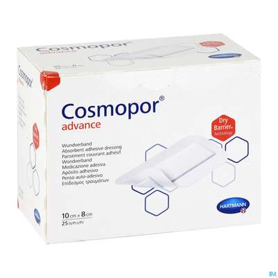 Sie sehen eine Packung Wundverband Cosmopor/advance 10x 8cm 25st, Produktbild: 05 Wundverband Cosmopor/advance 10x 8cm 25st, A-Nr.: 3796784 - 05