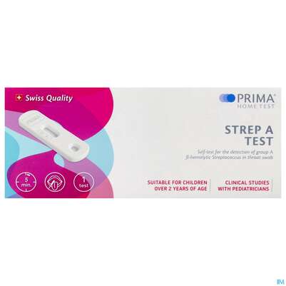 Sie sehen eine Packung Diagnostika U.zubehoer Prima/strep A Test Selbsttest Nachweis Con Beta Haemolytisch 1st, Produktbild: 01 Diagnostika U.zubehoer Prima/strep A Test Selbsttest Nachweis Con Beta Haemolytisch 1st, A-Nr.: 5775094 - 01