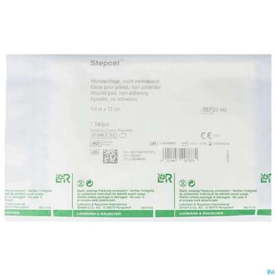 Sie sehen eine Packung Wundauflagen Stepcel/gazelin Steril 15cm 1/4 1st, Produktbild: 01 Wundauflagen Stepcel/gazelin Steril 15cm 1/4 1st, A-Nr.: 0986490 - 01