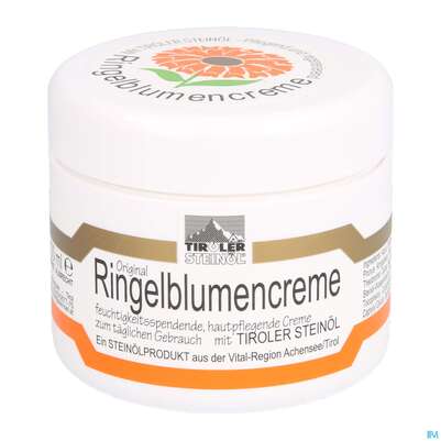 Sie sehen eine Packung Tiroler Steinoel Ringelblumencreme 100ml, Produktbild: 01 Tiroler Steinoel Ringelblumencreme 100ml, A-Nr.: 1607017 - 01