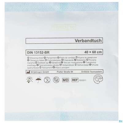 Sie sehen eine Packung Verbandtuecher Einzeln Steril So Pp-vlies 40x 60cm 1st, Produktbild: 01 Verbandtuecher Einzeln Steril So Pp-vlies 40x 60cm 1st, A-Nr.: 2956889 - 01