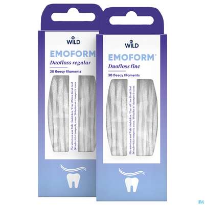 Sie sehen eine Packung Zahnseide Emoform Duofloss Regular 30st, Produktbild: 01 Zahnseide Emoform Duofloss Regular 30st, A-Nr.: 3090191 - 01