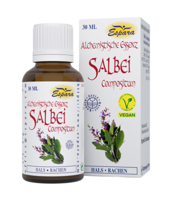 Sie sehen eine Packung Espara Salbei Compositum Alchemistische Essenz 30ml, Produktbild: 01 Espara Salbei Compositum Alchemistische Essenz 30ml, A-Nr.: 4040195 - 01