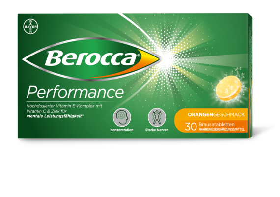 Sie sehen eine Packung Berocca® Performance Brausetabletten, Produktbild: 01 Berocca® Performance Brausetabletten, A-Nr.: 5662533 - 01