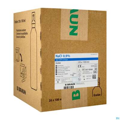 Sie sehen eine Packung Nacl 0,9% Ecolav Topische Spuellösung 100ml 20st, Produktbild: 02 Nacl 0,9% Ecolav Topische Spuellösung 100ml 20st, A-Nr.: 3016740 - 02
