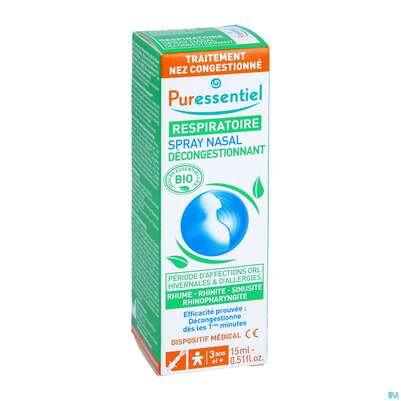 Sie sehen eine Packung Nasenspray Puressentiel Atemweg Hypertonisch 15ml, Produktbild: 03 Nasenspray Puressentiel Atemweg Hypertonisch 15ml, A-Nr.: 4876775 - 03