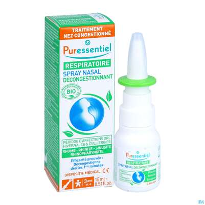 Sie sehen eine Packung Nasenspray Puressentiel Atemweg Hypertonisch 15ml, Produktbild: 05 Nasenspray Puressentiel Atemweg Hypertonisch 15ml, A-Nr.: 4876775 - 05