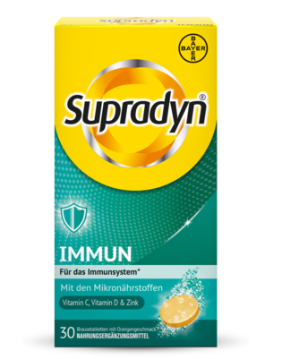 Sie sehen eine Packung Supradyn® IMMUN Brausetabletten, Produktbild: 01 Supradyn® IMMUN Brausetabletten, A-Nr.: 5662579 - 01