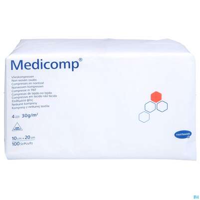 Kompressen Medicomp Vliesstoff 4fach Unsteril 10x 20cm 100st, A-Nr.: 1652058 - 01