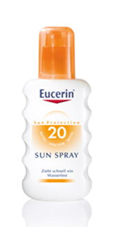 Sie sehen eine Packung Eucerin SUN SPRAY LSF 20, Produktbild: 01 Eucerin SUN SPRAY LSF 20, A-Nr.: 3274502 - 01