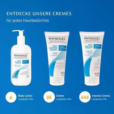 Sie sehen eine Packung PHYSIOGEL® Daily Moisture Therapy Creme für normale bis trockene Haut, Produktbild: 05 PHYSIOGEL® Daily Moisture Therapy Creme für normale bis trockene Haut, A-Nr.: 5388457 - 05