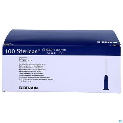 Sie sehen eine Packung Injektionsspritzen U.zubeh. Einmalkanuelen Braun/sterican/neuralth. G23x3 1/8 0,60x80mm 46656 100st, Produktbild: 01 Injektionsspritzen U.zubeh. Einmalkanuelen Braun/sterican/neuralth. G23x3 1/8 0,60x80mm 46656 100st, A-Nr.: 3694210 - 01