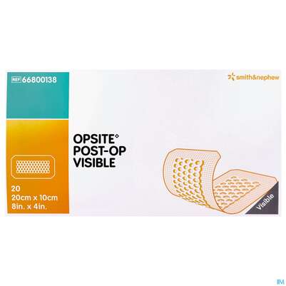 Sie sehen eine Packung Wundverband Opsite Post-op Visible 20x 10cm 20st, Produktbild: 01 Wundverband Opsite Post-op Visible 20x 10cm 20st, A-Nr.: 3726890 - 01