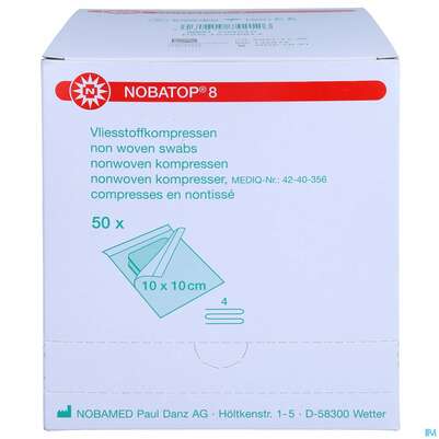 Vlieskompressen Nobatop Steril 4fach 10x 10cm 50x2 100st, A-Nr.: 2336230 - 01