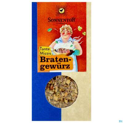 Sie sehen eine Packung Sonnentor Gewuerzmischung/bio Tante Mizzis Braten Gewuerz 00743 60g, Produktbild: 01 Sonnentor Gewuerzmischung/bio Tante Mizzis Braten Gewuerz 00743 60g, A-Nr.: 3833870 - 01