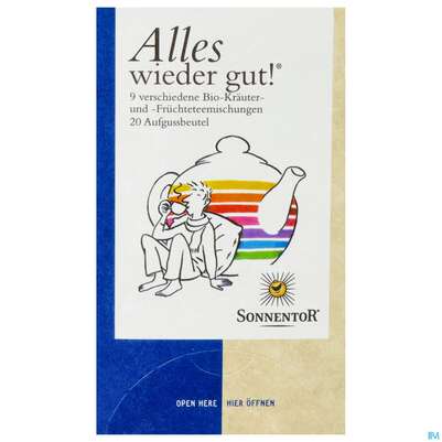 Sie sehen eine Packung Sonnentor Tee/bio/wieder Gut Prob Mal 02708 20st, Produktbild: 01 Sonnentor Tee/bio/wieder Gut Prob Mal 02708 20st, A-Nr.: 3428827 - 01