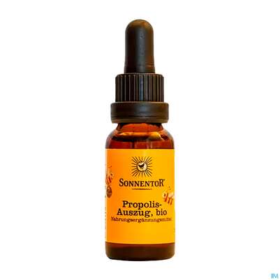 Sie sehen eine Packung Sonnentor Bio Propolis Tropfen 00706 20ml, Produktbild: 01 Sonnentor Bio Propolis Tropfen 00706 20ml, A-Nr.: 3391194 - 01