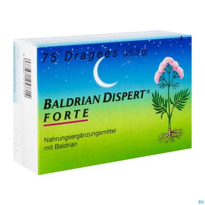 Sie sehen eine Packung Baldrian Dispert Forte Drag 75st, Produktbild: 02 Baldrian Dispert Forte Drag 75st, A-Nr.: 1257712 - 02