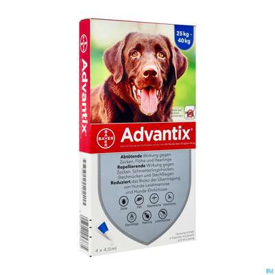 Advantix Spot On F Hunde lösung Z.auftropfen Auf Die Haut Ueber 25kg 4,0ml 4st, A-Nr.: 2454389 - 02
