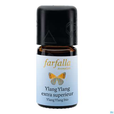 Sie sehen eine Packung Aetherische Oele Farfalla Bio Grand Cru Ylang Ylang Extra Sup. 5ml, Produktbild: 01 Aetherische Oele Farfalla Bio Grand Cru Ylang Ylang Extra Sup. 5ml, A-Nr.: 3139307 - 01