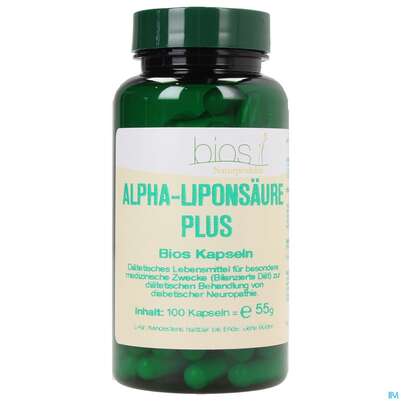 Sie sehen eine Packung Bios Alpha-liponsäure Plus 100 Kapseln, Produktbild: 01 Bios Alpha-liponsäure Plus 100 Kapseln, A-Nr.: 3890632 - 01