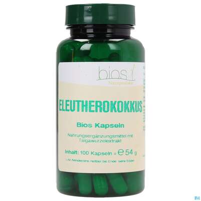 Sie sehen eine Packung Bios Eleutherokokkus 100 Kapseln, Produktbild: 02 Bios Eleutherokokkus 100 Kapseln, A-Nr.: 3891117 - 02