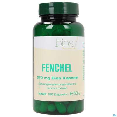 Sie sehen eine Packung Bios Fenchel 370mg Kapseln 100 Kapseln, Produktbild: 01 Bios Fenchel 370mg Kapseln 100 Kapseln, A-Nr.: 3891175 - 01