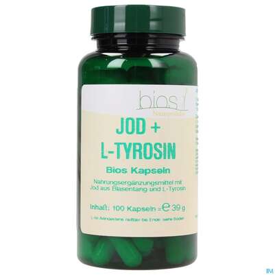 Sie sehen eine Packung Bios Jod + l-tyrosin 100 Kapseln, Produktbild: 01 Bios Jod + l-tyrosin 100 Kapseln, A-Nr.: 3891703 - 01