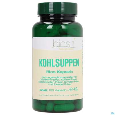 Sie sehen eine Packung Bios Kohlsuppen 100 Kapseln, Produktbild: 01 Bios Kohlsuppen 100 Kapseln, A-Nr.: 4089037 - 01