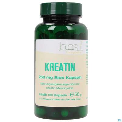 Sie sehen eine Packung Bios Kreatin 250mg 100 Kapseln, Produktbild: 01 Bios Kreatin 250mg 100 Kapseln, A-Nr.: 3891867 - 01
